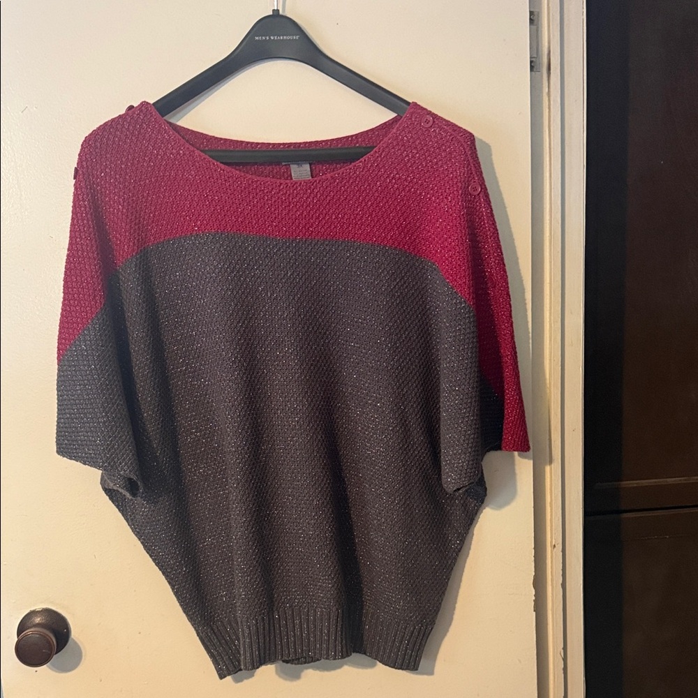 New Directions Red and Gray Sweater